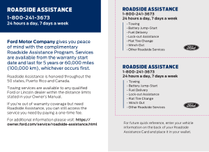 2019 Ford Fusion Roadside Assistance Free Download