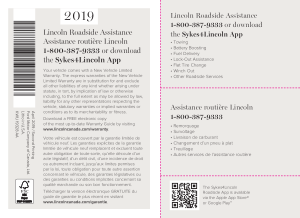 2019 Lincoln Continental Roadside Assistance Free Download