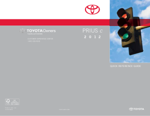 2012 Toyota Prius C Quick Reference Guide Free Download