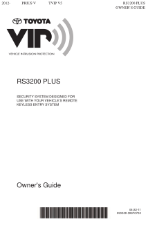 2012 Toyota Prius V Tvip v5 rs3200 Plus Owners Guide Free Download