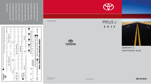 2013 Toyota Prius C Quick Reference Guide Free Download