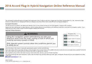 2014 Honda Accord plug-in Hybrid Navigation Manual Free Download