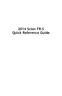 2014 Scion fr-s Quick Reference Guide Free Download