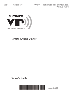 2014 Toyota Avalon Hybrid Tvip v4 Remote Engine Starter Res Owners Guide Free Download