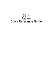 2014 Toyota Avalon Quick Reference Guide Free Download