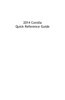 2014 Toyota Corolla Quick Reference Guide Free Download