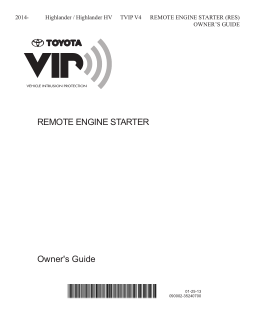 2014 Toyota Highlander Hybrid Tvip v4 Remote Engine Starter Res Owners Guide Free Download