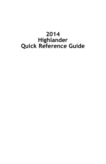 2014 Toyota Highlander Quick Reference Guide Free Download