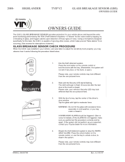 2014 Toyota Highlander Tvip v2 Glass Breakage Sensor Gbs Owners Guide Free Download