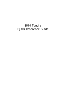 2014 Toyota Tundra Quick Reference Guide Free Download