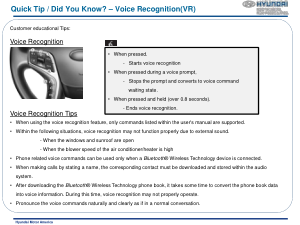 2015 Hyundai Azera Voice Recognition Quick Tips Manual Free Download