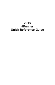 2015 Toyota 4runner Quick Reference Guide Free Download