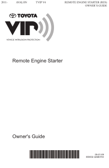 2015 Toyota Avalon Tvip v4 Remote Engine Starter Res Owners Guide Free Download
