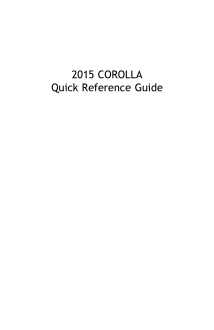 2015 Toyota Corolla Quick Reference Guide Free Download