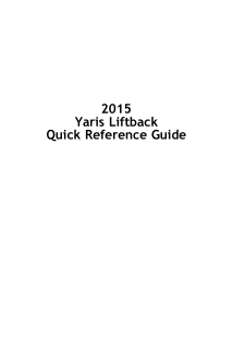 2015 Toyota Yaris Liftback Quick Reference Guide Free Download