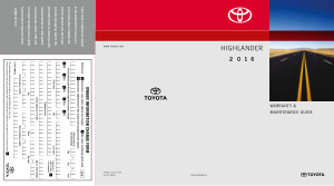 2016 Toyota Highlander Warranty And Maintenance Guide Free Download