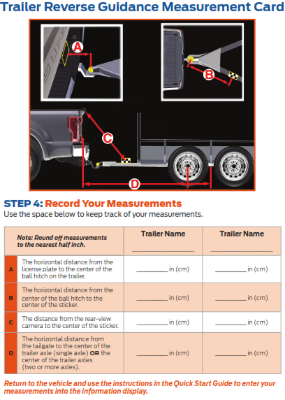 2019 Super Duty Trailer Reverse Guidance Measurement Card Quick Reference Guide Free Download