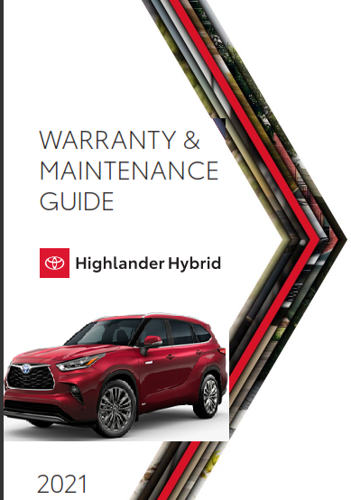 2021 Toyota Highlander Hybrid Warranty And Maintenance Guide Free Download