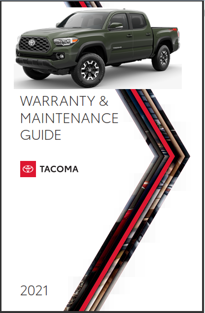 2021 Toyota Tacoma Warranty And Maintenance Guide Free Download PDF ...