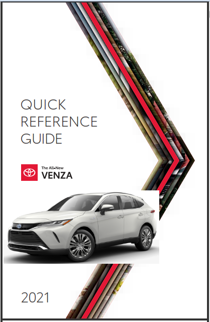 2021 Toyota Venza Hybrid Quick Reference Guide Free Download