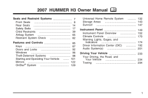Hummer 2007 Hummer h3 Owners Manual Free Download