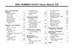 Hummer 2009 Hummer h3 Owners Manual Free Download