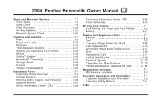 Pontiac Bonneville [2004] Owners Manual Free Download