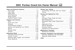 Pontiac Grand AM [2005] Owners Manual Free Download