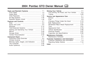 Pontiac GTO [2004] Owners Manual Free Download