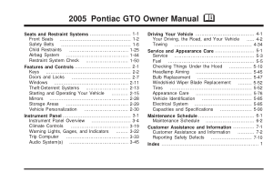 Pontiac Gto [2005] Owners Manual Free Download
