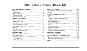 Pontiac Gto [2006] Owners Manual Free Download