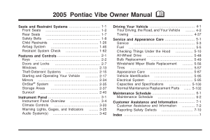Pontiac Vibe [2005] Owners Manual Free Download