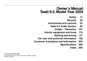 Saab 9-5 [2004] Owners Manual Free Download