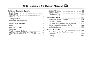 Saturn 2007 Saturn Sky Owners Manual Free Download