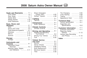 Saturn Astra [2008] Owners Manual Free Download