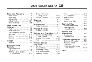 Saturn Astra [2009] Owners Manual Free Download