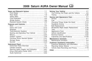 Saturn Aura [2009] Owners Manual Free Download