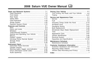 Saturn Vue [2008] Owners Manual Free Download